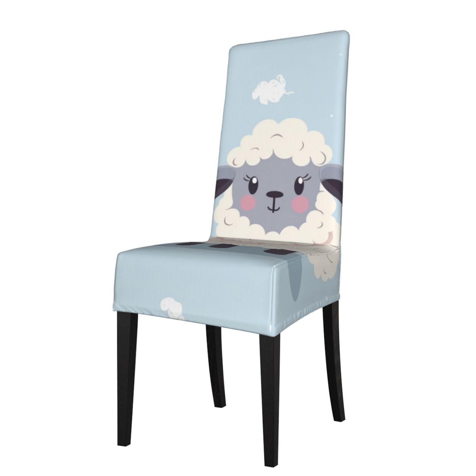WPKJU Cute Cartoon Sheep Print Dining Chair Covers Removable Chair Seat Covers Decorative for Kitchen & Bar Stools