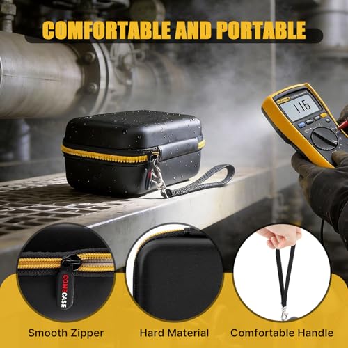 Image of Comecase Hard Multimeter Case Compatible with Fluke 117 /115 /116 | Hard Shell Storage, Mesh Pocket for Test Leads, Handle, Grey Interior, for Fluke 101 107, Electricians and Travel, Case Only