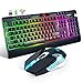 Produktbild Kombination aus kabelloser Gaming-Tastatur und -Maus mit wiederaufladbarem 4000-mAh-Akku Mechanisches ergonomisches 16-Farben-Mäuse mit Hintergrundbeleuchtung für Computer-Mac-Spieler (Update Black)