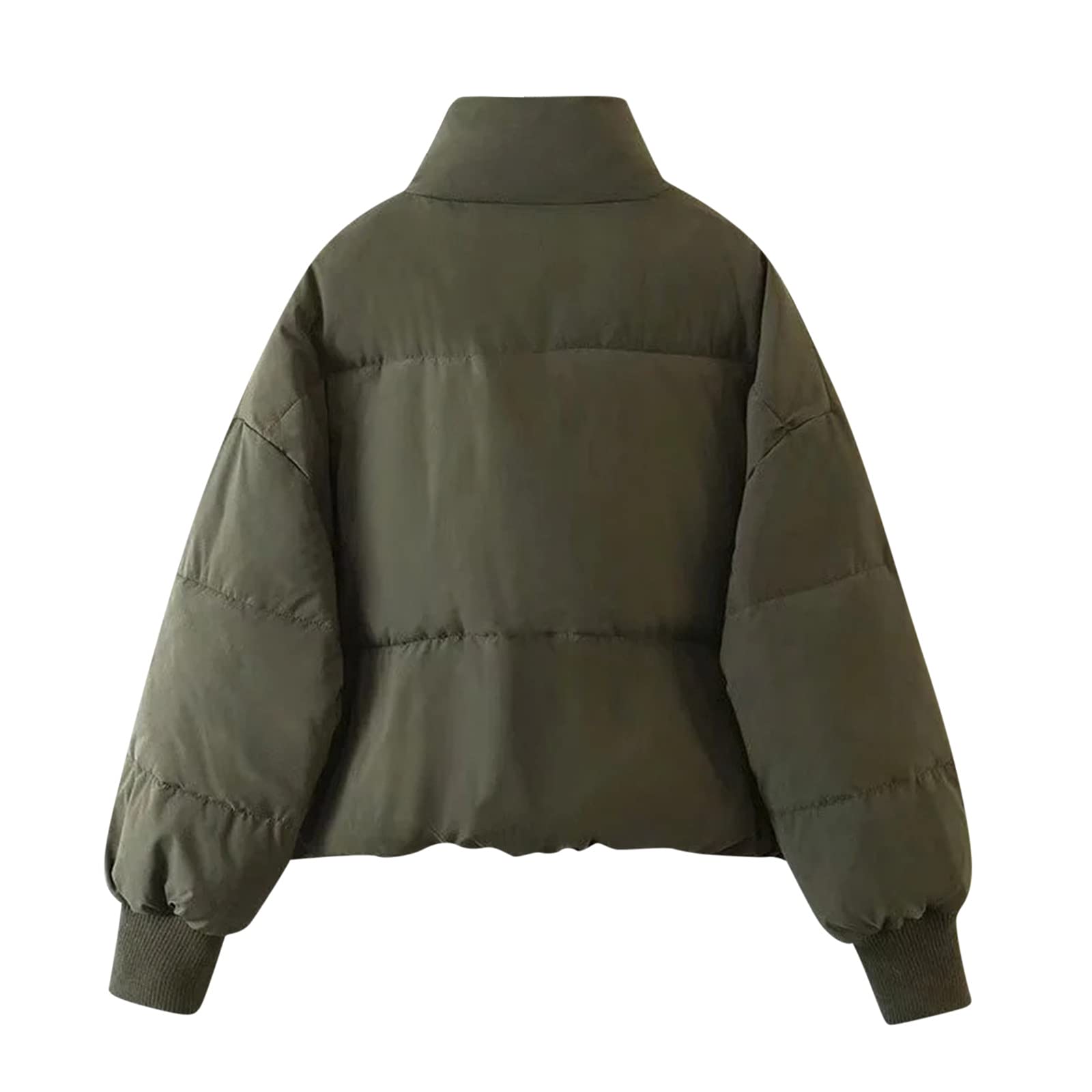 Veste matelassée pour femme - Courte et chaude - Veste d'hiver à col montant - Coupe slim - Manteau d'hiver baggy avec fermeture éclair - Couleur unie - Pour l'hiver