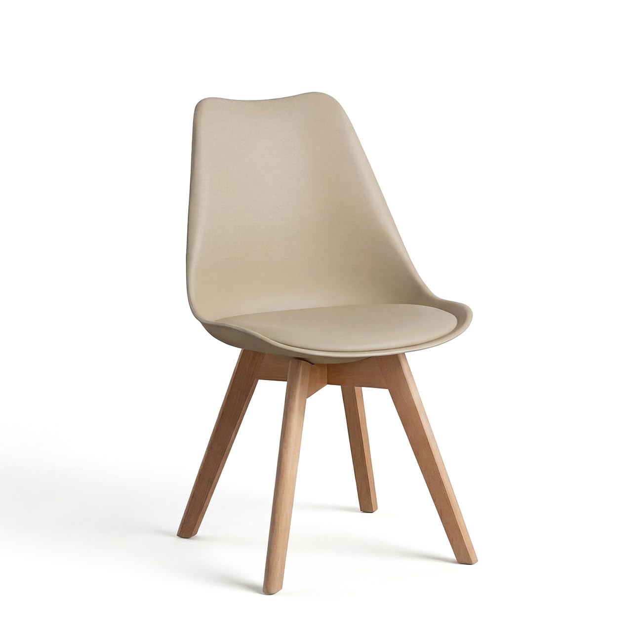 duehome | Beench, Pack 4 sillas Nórdicas, Sillas Comedor, Acabado en Arena y Madera, Medidas: 49 (Ancho) cm x 53,5 cm (Largo) x 83 cm (Alto)