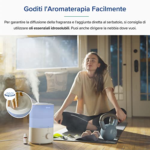 Image of LEVOIT Top-Fill 3L Essential Oil Ultrasonic Humidifier, Automatic Shut-off, 28 dB Quiet, Dishwasher, Night Light, 180 Rotation Control, Blue House