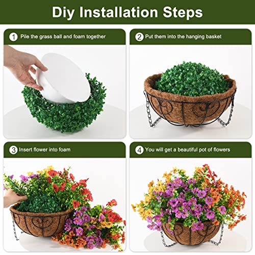 Artificial Silk Flowers In Hanging Basket Outdoor Indoor Patio Lawn Garden Decor, Artificial Hanging Plant In Basket, Hanging Daisy Basket With 12Inch Coconut Lining Chain Palm Flowerpot (Multicolor) #TOP5