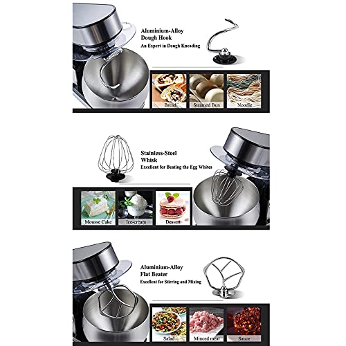 EXCLVEA Küchenmaschine Stand Mixer 1000W Elektrischer Küchenmischer Mit Teighaken Drahtpeitschen Schläger für Zuhause… – Bild 4