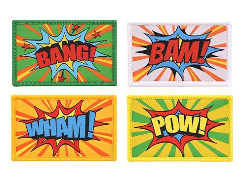 Great 1 Funny Morale Patch Set, Superhero - Comic Book Action Words Pop Art