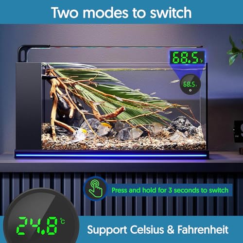 QZQ Thermomètre de réservoir de poisson Thermomètre d'aquarium Touch Stick sans fil Thermolomètre numérique de l'aquarium LED Affichage ±1°F pour la surveillance des accessoires de température de l'aquarium du réservoir de poisson (2 Boîte noire)