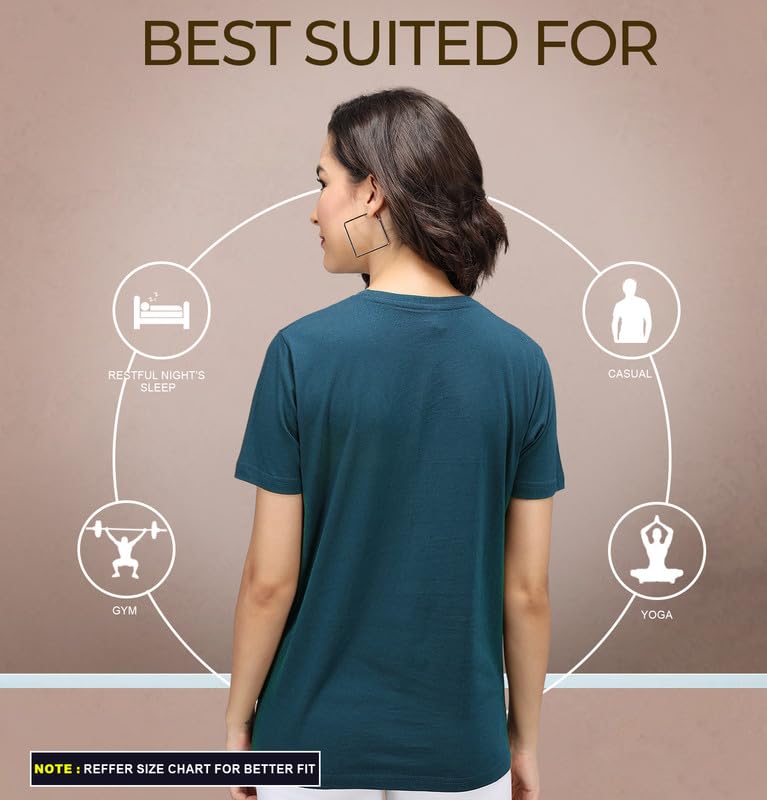 Image of Sleepynuts Women Boyfriend Plain Round Neck Half Sleeve T-Shirt