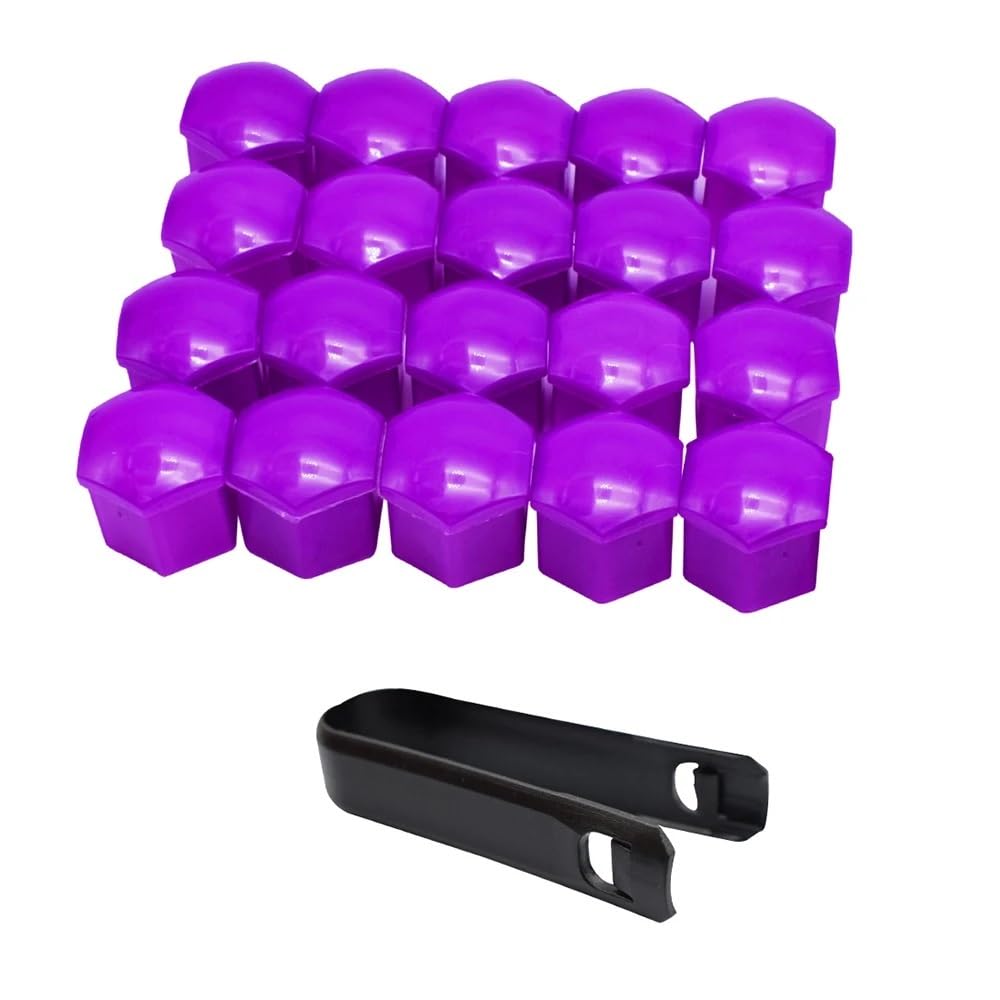 LOCKLGFMCZ 20Pcs/Set 17 19 21mm Car Wheel Nut Covers Auto Hub Screw Protection Cap Bolt Rims Exterior Accessories Anti-Rust Dust Cover(Purple,17mm)