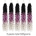 5Pack Wavy Faux Locs Braids Crochet Hair 20inch Ombre Purple Grey Braiding Hair Goddess Locs with Curly Ends Synthetic Twist Crochet Hair Extensions (1B/Purple/Grey#,500g/Lot)