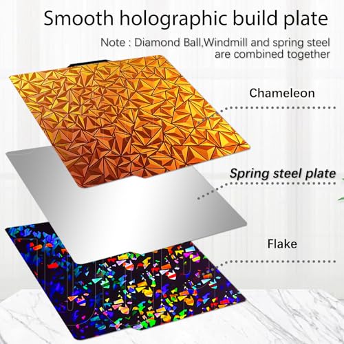 Image of 3D Printer Bambu Labs Build Plate for Bambu Lab P2S /X2D /X1C /X1 /X1E /P1P /P1S /A1,Double Sided Chameleon+Flake Spring Steel Sheet Plate 257x257mm Flexible Removable Platform Bambu A1 3D Printer Plate