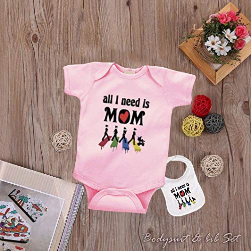 All I Need is Mom - Cute Musical Love Baby bodysuit onesie & bib Set4