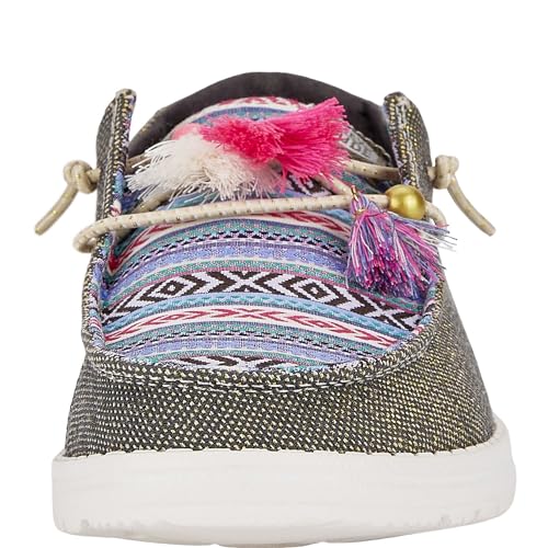 Image of Hey Dude Women's Wendy Slub CanvasMoc Toe Shoes, Black Multi, 3 UK