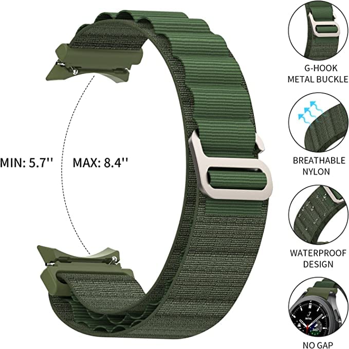 Image of ACHOR ACH59 20MM No Gap Arc Edge Ni-ke Air Hole / Nylon / Velcro / Milanese / Heavy Metal / Silicone Watch Straps Compatible for Samsung Galaxy Watch 4 Band & Galaxy Watch 5 Band 44mm 40mm /Watch 5 Pro Bands 45mm /Galaxy Watch 4 Classic Bands 46mm 42mm,20mm Sport Strap Wristbands for Men Women