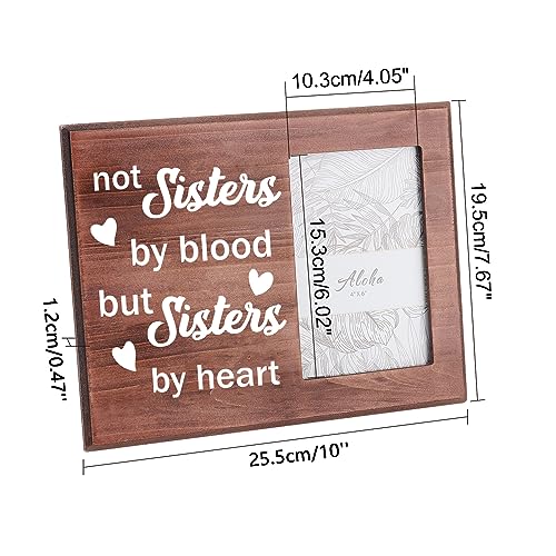 FINGERINSPIRE Not Sister By Blood But Sister By Heart Picture Frame 10x15cm Best Friend Photo Frame Hanging/Tabletop Rustic Wooden Friendship Gifts Frame for Women Friends Besties Soul Sisters - Image 2