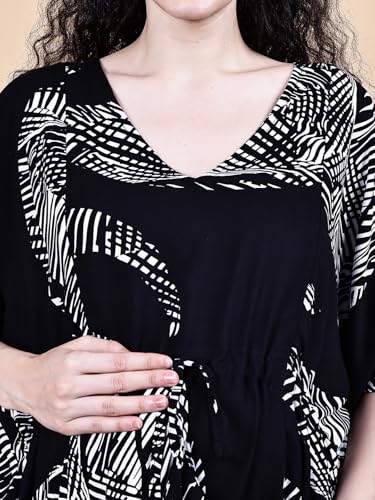 Image of Secret Wish Rayon Maternity Kaftan Nighty /Free Size /Feeding /Nursing /Zipper /Drawstring /Full Length