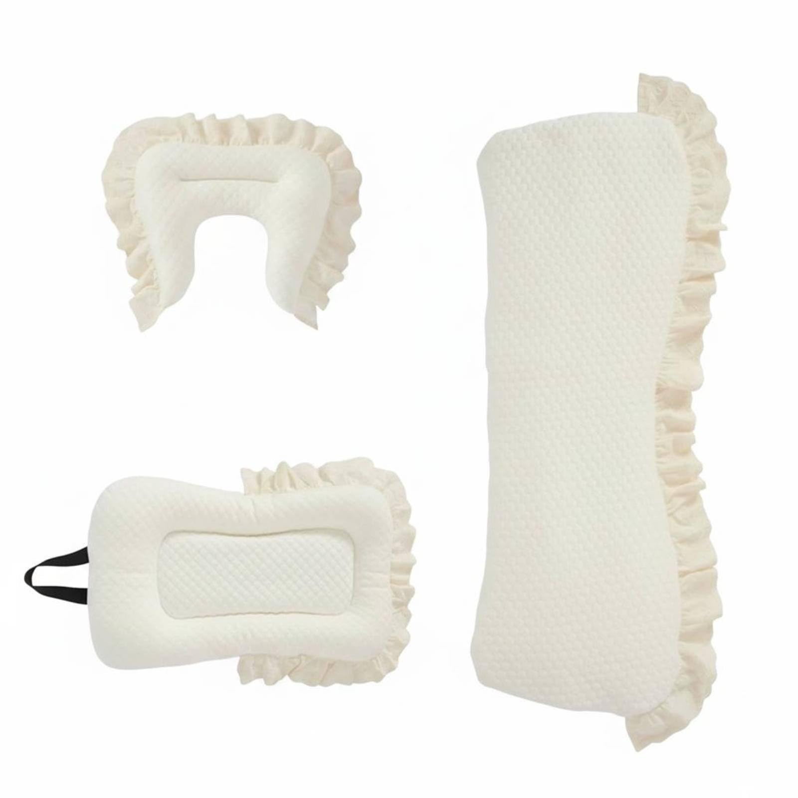 Pad Set Inserto Seduta Passeggino Animali Cuscino Trapuntato Fodera Antimacchia Poliestere con Rifinitura Arricciata Comfort Stabile Tutto l'Anno, Array, Bianco Crema
