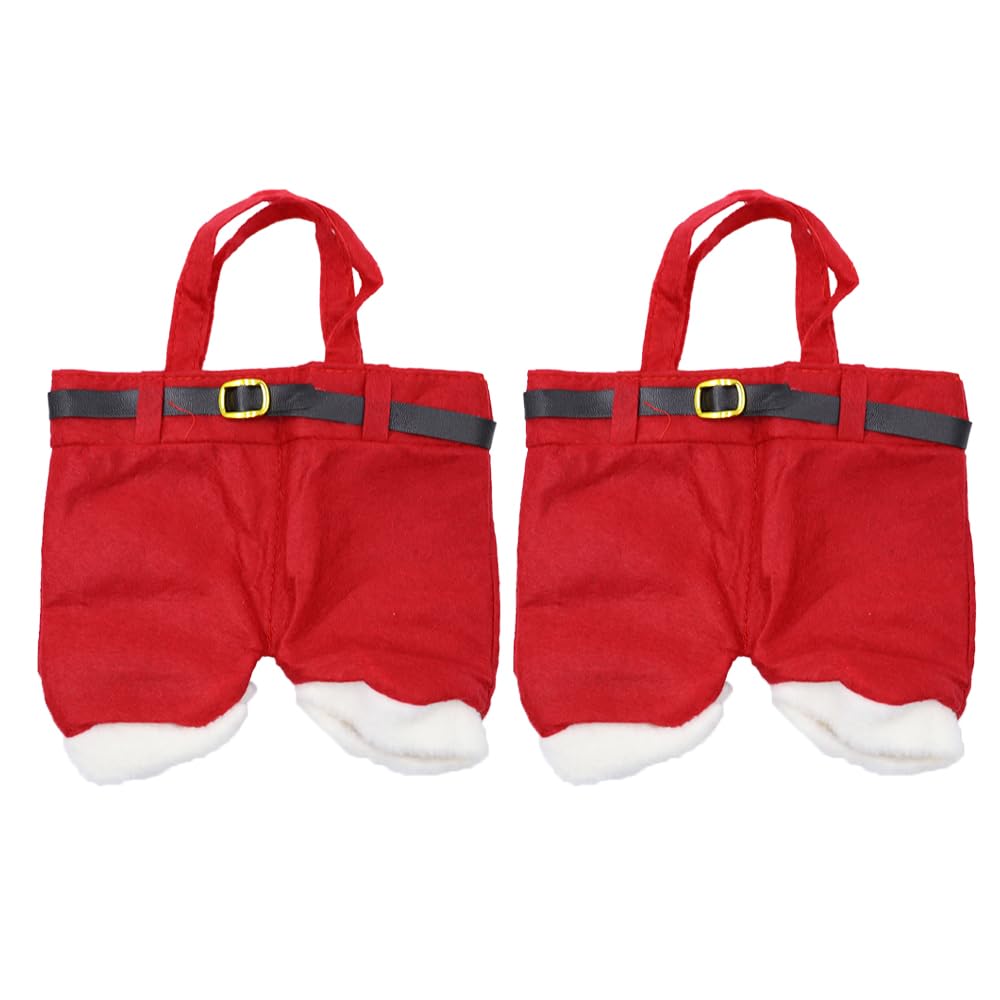 Ieron 2PCS Festive Santa Claus Pants Christmas Decorations Gift Bags Candy Bags, Cute Stocking Filler