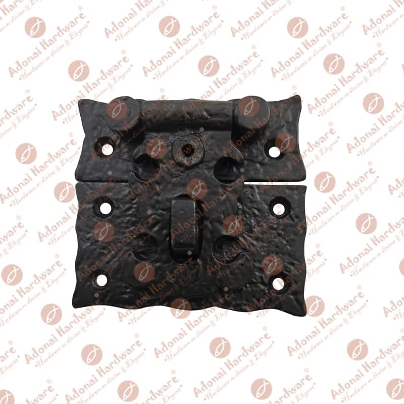 Adonai Hardware 3 Inch "Oshea" Antique Cast Iron Hasp & Staple Without Locking Mechanism for Trunks and Jewellery Boxes - Matte Black Powder Coated, Antique Hardware, Cabinet Hardware