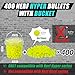 PokiiuLK 400 Refill Balls Ammo for Nerf Hyper Gun, 0.55 in Hyper Gun Balls with Portable Storage Bucket (Yellow), Hyper Rounds