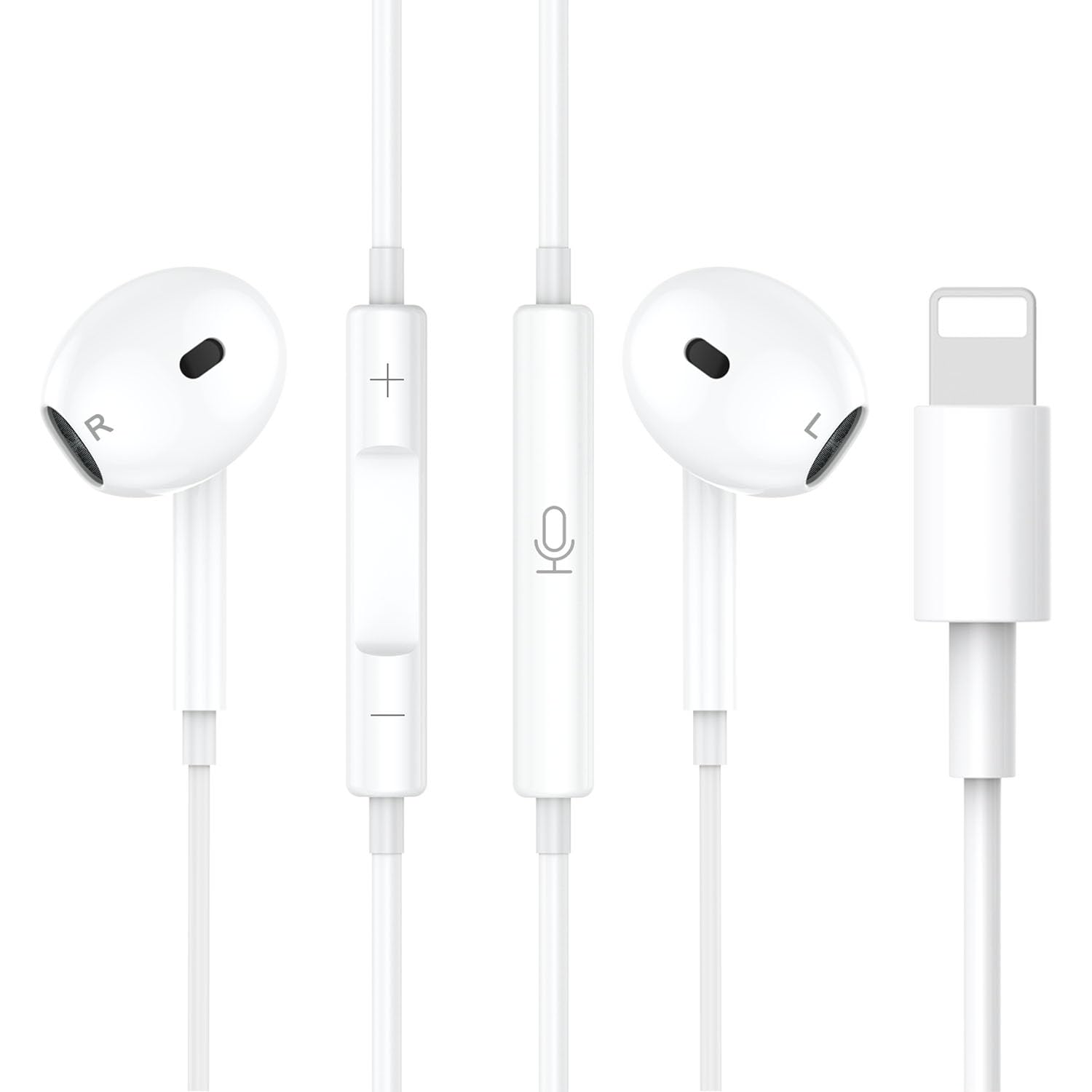 Auriculares con Cable para iPhone , Auriculares In-Ear Lightning con Micrófono y Control de Volumen, Sonido Estéreo HiFi Antirruido, Compatibles con iPhone 14/14 Pro/13/12/11/XR/XS/X/8/7/SE iOS
