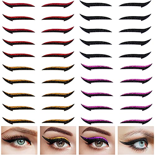 20 Pairs Reusable Adhesive Eyeliner Stickers Eyelid Makeup Stickers Eyeliner Stickers Self-adhesive Eye Line Strip Sticker Instant Outline Easy, Quick Application for Women Girls (Multicolor)