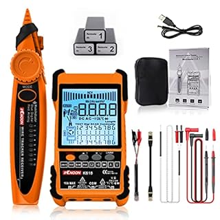 Tester per Cavi di Rete, Localizzatore di Cavi Multifunzione POE con Schermo LCD, Abbinamento di ID di Cavi Lunghezza del Cavo di Rete Misura di Cortocircuito Aperto con 3 Accessori di Abbinamento ID