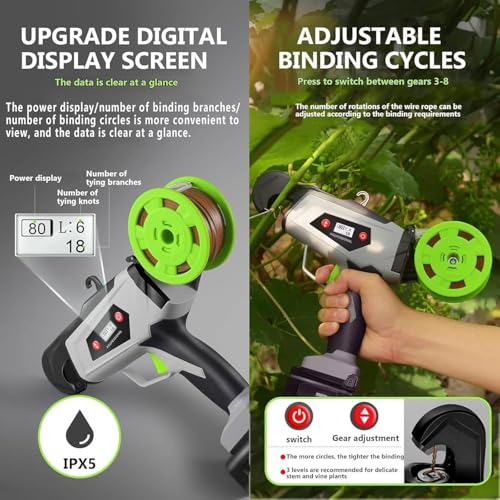 Máquina de atar plantas automática de 25mm con pantalla digital para entutorar 5