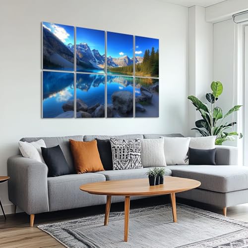Paneles acústicos artísticos pack de 8, absorbentes de sonido, diseño Colorado Mountain Moraine Lake, 48"x32", autoadhesivos para estudios de grabación y oficina miniatura 6