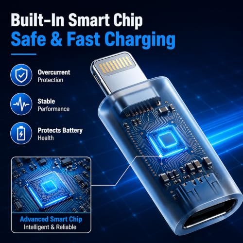 Image of Verilux 2Pcs Lighting to Type C Converter with PD 27W Fast Charging | Type C Female to Lighting Male Connector with Aluminum Alloy Metal Housing for iPhone 14 /13 /iPad /iPod /AirPods iOS Devices