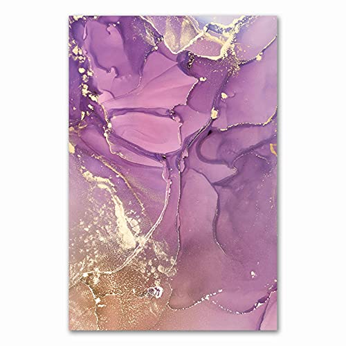 Toile violette rose or decoration salon - Impression murale abstraite 70x100cm - 4