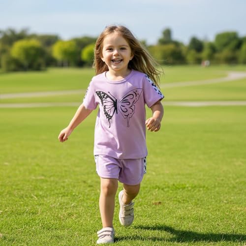 Image of Toddler Girl Clothes Kids Summer Outfits Short Sleeve Leopard-Print T-Shirt and Shorts 2 Piece Set 2-8 Years