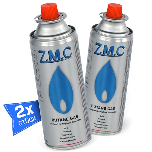Z.M.C 2 cartuchos de gas butano de 227 g con válvula tipo MSF-1a, cartuchos universales de gas butano con conexión de bayoneta para hornillo de camping, calefacción de gas, quemador de gas, quemador