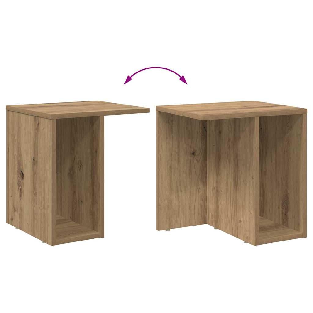 Mesa auxiliar de madera de roble Artisan, 2 unidades, 37 x 32 x 40 cm, con estante y estante, mesa de centro moderna para salón, dormitorio, pasillo, ideal como mesita de noche, mesa de