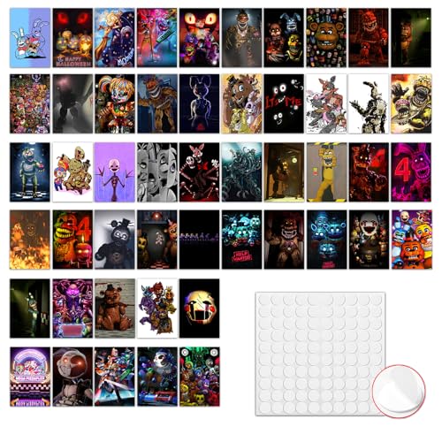Pounchi Horror Game Poster Wall Collage Set (50 Pcs 4 x 6 Inch with Glue Dots) Cartoon Gaming HD Aesthetic Posters Prints Artworks for Room Bedroom Club Wall Art Decor for Teens Kids