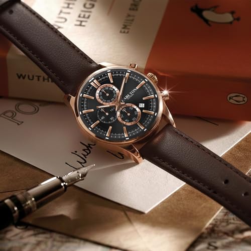 Image of Carlton London Windsor Men Analog Watch, Round Dial, Leather Strap, Quartz Movement, 43 mm Case, Slim Design, Lightweight Comfort, 30M Water Resistant, Casual Formal Wear