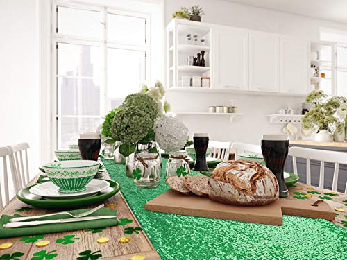 Yuboo Green Sequin Table Runners, 2 Pack 12''X 72'' Sparkle Table Cloth Glitter Fabric Table Linens For Birthday Wedding Bridal Baby Shower Bachelorette Party Mardi Gras Thanksgiving Christmas Decor #TOP4