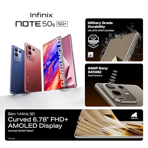 Image of Infinix Note 50s 5G+ (Mystic Plum, 6GB RAM, 128GB Storage)|Slimmest 3D Curved 144Hz AMOLED Display | 5500mAH Battery | Dual Speakers by JBL | 90FPS BGMI