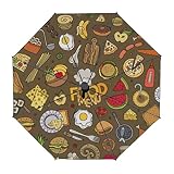 Colorful Cartoon Food Theme Travel Windproof Umbrellas Automatic Folding Umbrella Double Layer Compa
