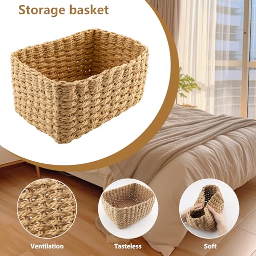 Zosenyer Aufbewahrungskorb Geflochten, 4er Stapelbarer Badezimmer Körbe Aufbewahrung, Storage Basket für Wohnzimmer Küchen Kinderzimmer Bad, Geeignet Als Windel Organizer und Besteckkorb (Coffee)