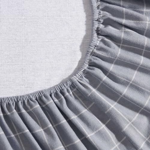 Image of Eddie Bauer - Queen Bed Sheets, Cotton Flannel Bedding Set with Matching Pillowcases, Brushed for Extra Softness, Deep Pocket, Oeko-Tex Certified (Great Plains Plaid Grey)