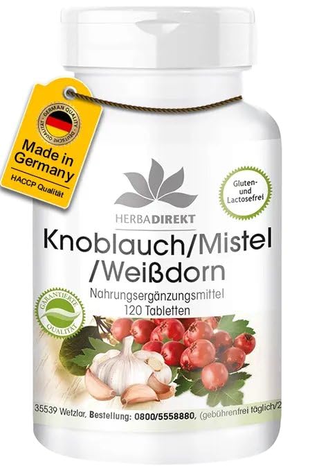 Knoblauch Mistel Weißdorn - 120 Tabletten mit...