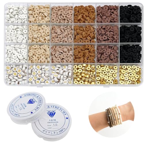 2064 Piezas Abalorios para Hacer Pulseras, Cuentas de Arcilla Polimérica,...
