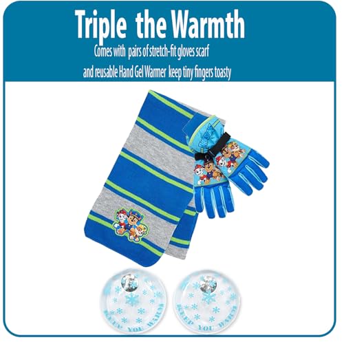 Image of Nickelodeon Boys' Paw Patrol Winter Hat Set - 3 Piece Beanie, Gloves or Mittens, and Scarf (2-7)