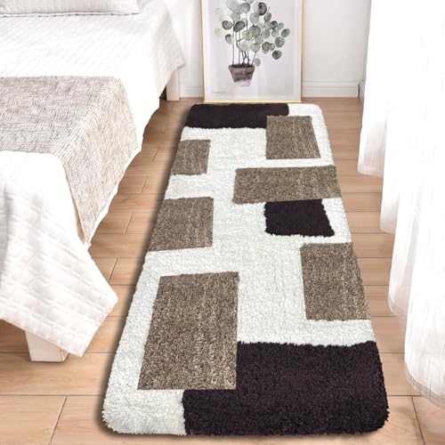 Image of Carpet for Hallway, Kitchen, and Modern InteriorsCarpetCozy Shag Runner for Living Room, Bedroom & Office Decor ETC Size 1.5x4 feet, Patten-Solid Brown Box