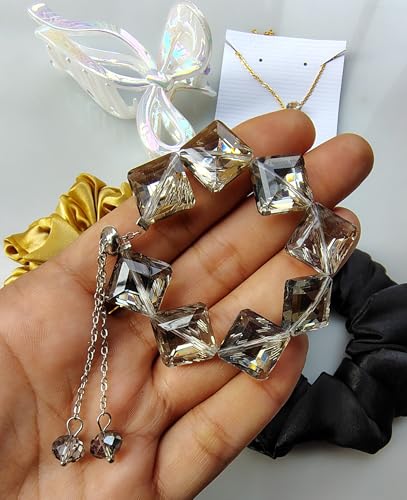 Image of New Gift Hamper Set, Includes Scrunchies, Hair Clips, Necklace Chain, Trendy Earrings, Makeup Blender with Box of Hamper For Gifting & Personal Use(7 Accessories)