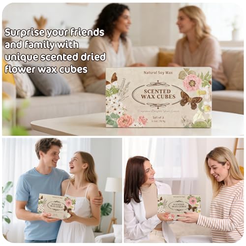 Image of SCENTORINI Wax Melts, 6 Pack Summer Scented Wax Cubes for Wax Warmer | Soy Wax Melts Tarts with Natural Dried Flower & Highly Scented Essential Oil, Candle Wax Gift Set for Home Fragrance