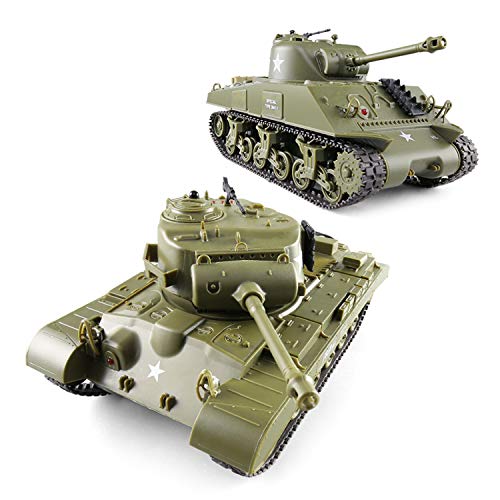 Poco Divo Sherman Vs Pershing Infrared Battle Tanks 2-Set Combat Fight Pair 2.4Ghz Rc Battling Panzer Remote Control Us Model Tank M4A3 M26 #TOP6