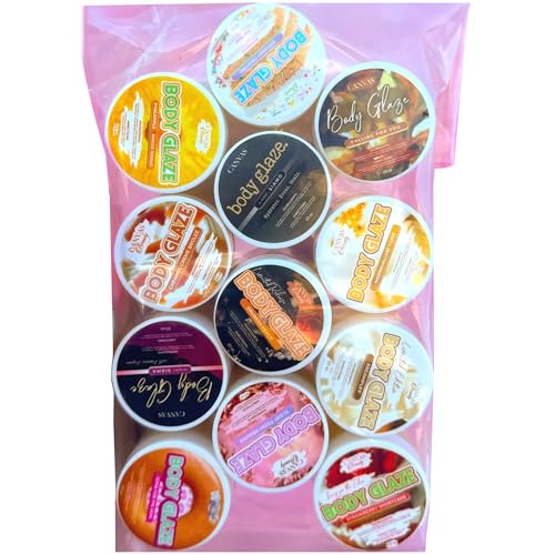 Canvas Beauty Body Glaze Classic Sample Pack, Set of 12 Unique Scents (0.5 oz Each) - Moisturizing Body Butter for Women With Beeswax, Jojoba Oil, and Rice Bran for Soft and Glowy Skin