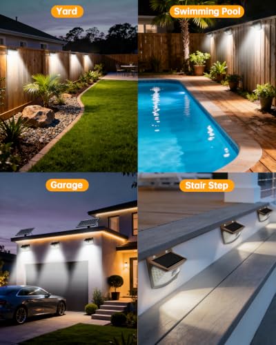 Image of Aootek Solar Motion Sensor Lights Outdoor 120 LEDs, Brown, 6 Pack | Lights Reflector, 270 Wide Angle, IP65 Waterproof, Step Lights For Front Door, Yard, Garage, Deck