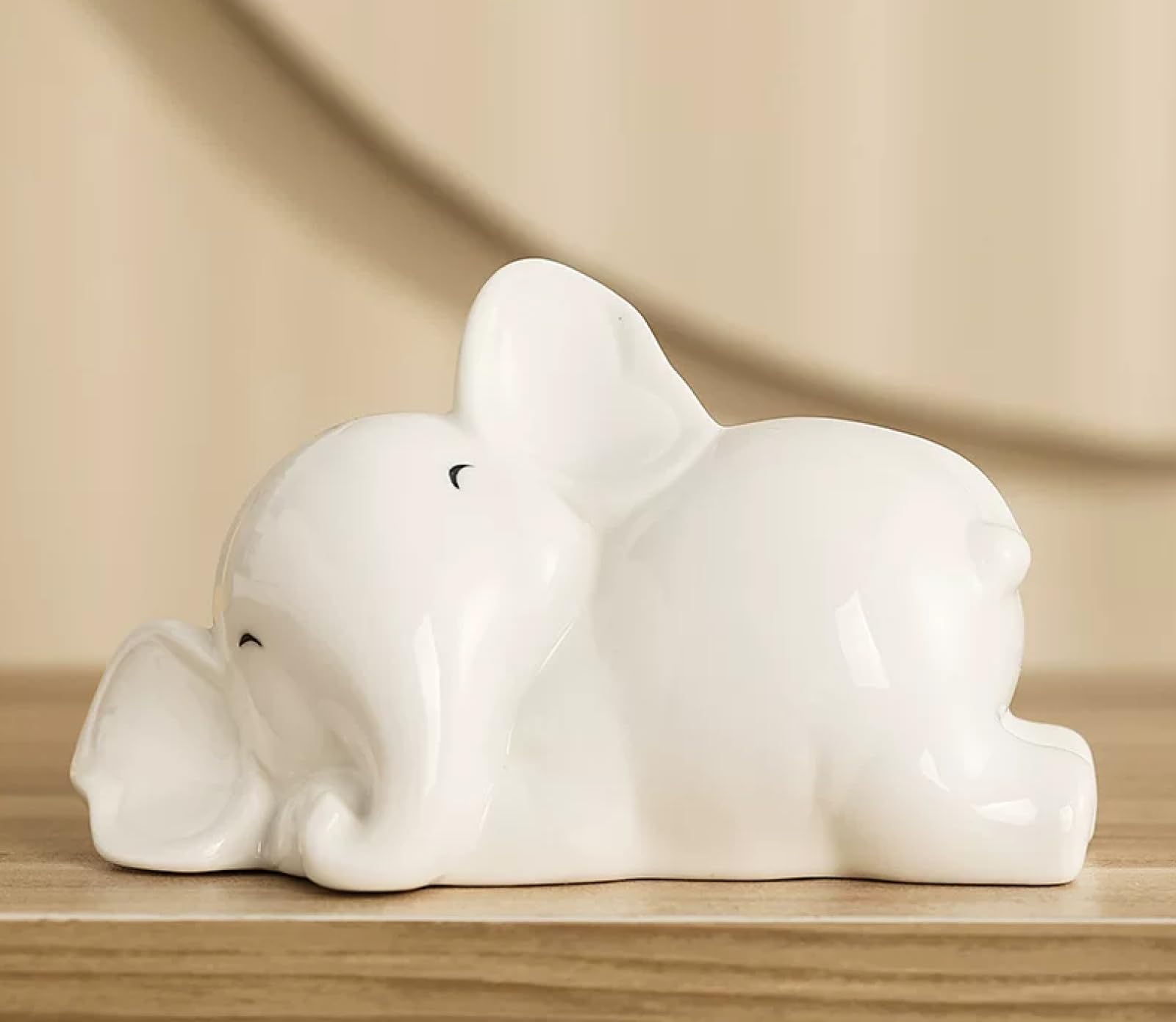 DECRZPB Ceramic Figurine White elephant Animal Sculpture Ceramic Ornament Arts Home Office Wedding Gift